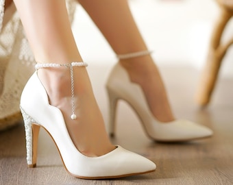 wedding dress stiletto stylish design slim heel elegant bridal shoes