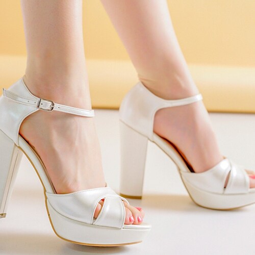 white glitter platform shoes