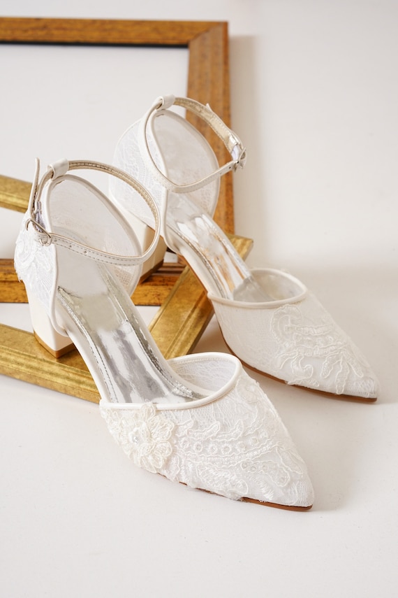 Lace Wedding Shoes, Bridal Flats, Comfortable lace wedding heels – Kate  Whitcomb Shoes