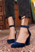 Dark blue Velvet Women's High Heel Wedding Shoes For Bride product logo