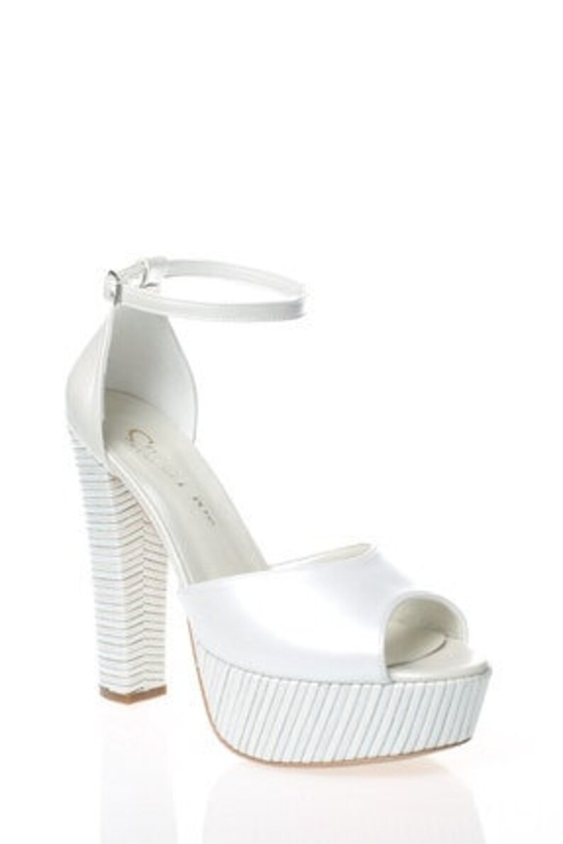 thick heel white shoes open shoes comfortable shoes platform shoes bridal shoes personalized design handmade
