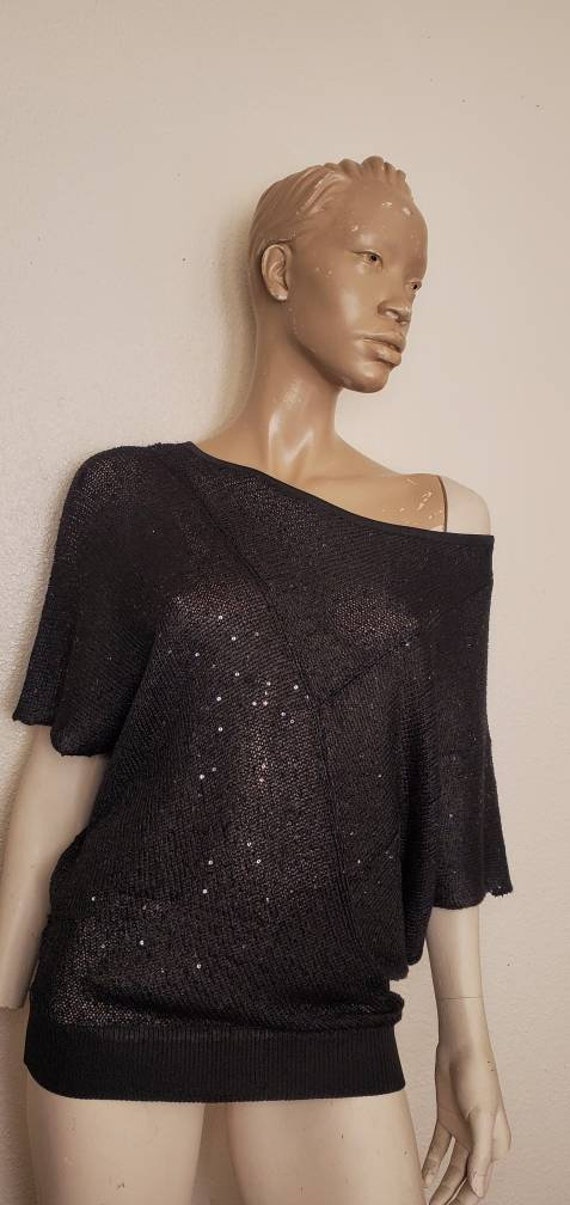 70s-80s fabulous glam off the shoulders knit sequ… - image 5