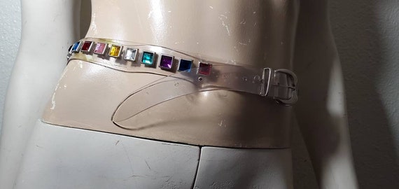 Multicolored 90s diamond stud belt - image 3