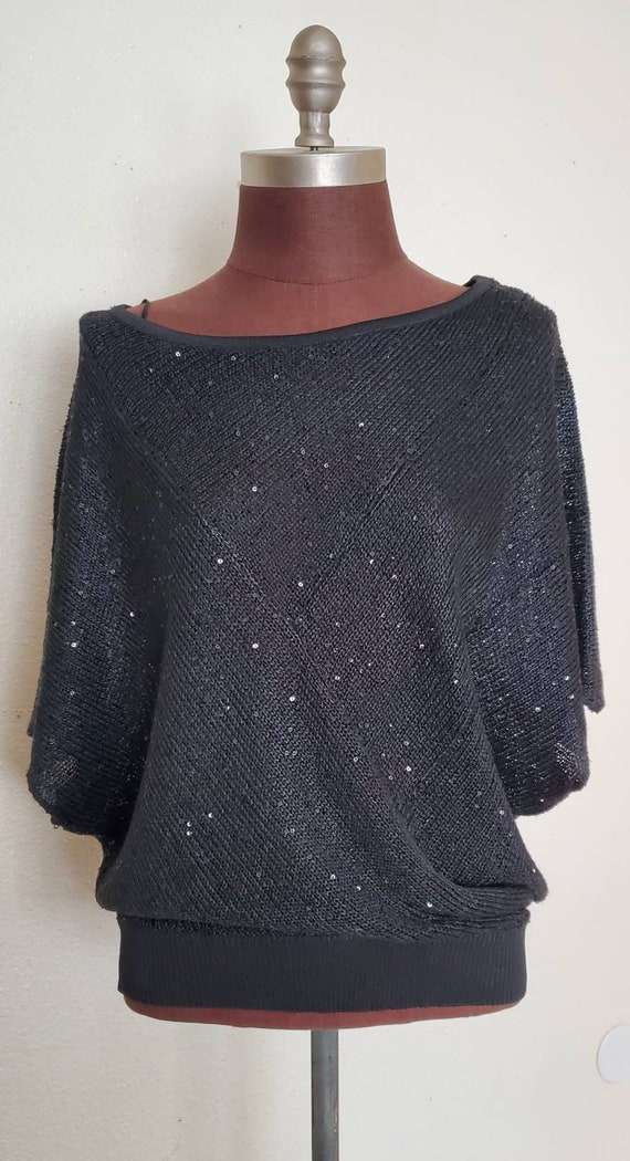 70s-80s fabulous glam off the shoulders knit sequ… - image 8