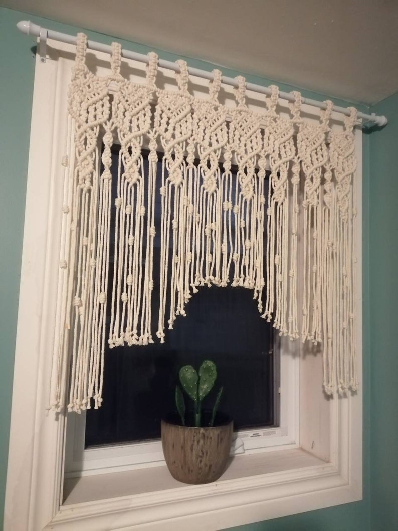 Macrame Curtain / Macrame Valance / Kitchen Curtain / Window | Etsy Canada