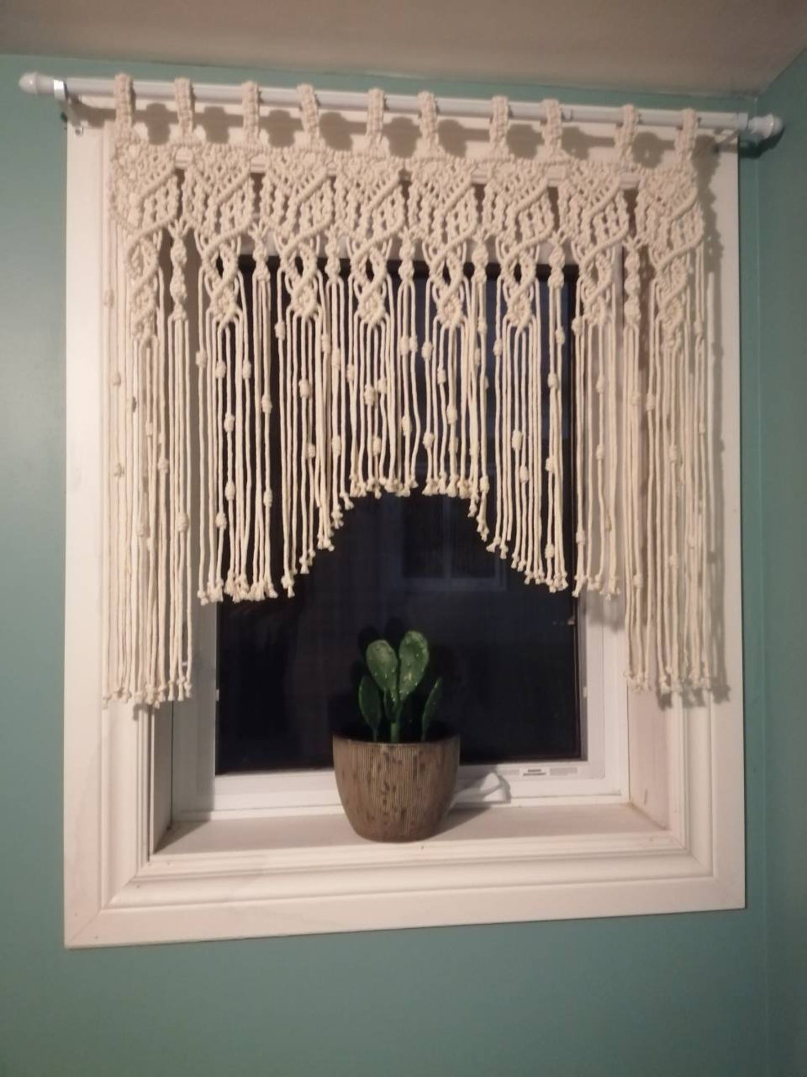 Macrame Curtain / Macrame Valance / Kitchen Curtain / Window | Etsy Canada