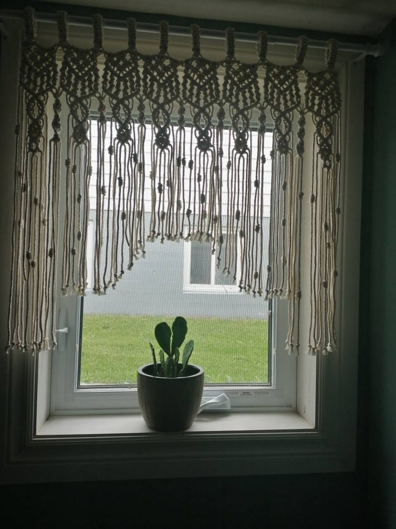 Handmade Macrame Kitchen Valance, 100% Cotton Window Curtain - Etsy