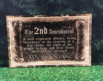 2nd Amendment Engraved Wooden Sign - We the People Wall Decor