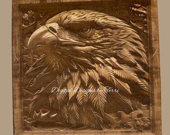 Laser Engraved Wooden Eagle : Wall or Desk Decor