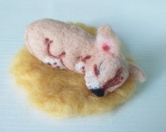 7-8cm Custom Small Dog Yorkie Terrier Chihuahua Felted Wool Needle Pin Cushion OOAK