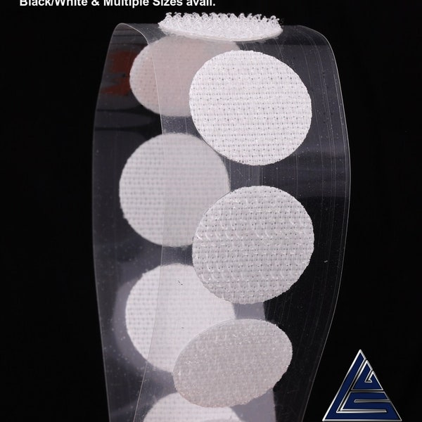Hook & Loop Coins/Dots 25 Coin pieces Matching Set - Adhesive Backed / 25 Hook Coin Strip and 25 Loop Coin strip set.