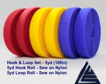 Hook and Loop Fasteners - 5 yd pair matching set. (1 Hook roll 180inches and 1 Loop Roll 180inches)