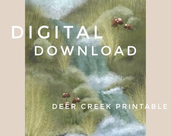 IMPRIMABLE Deer Creek Art Print vintage Esthétique Téléchargement numérique Wall Art Nature Inspiré