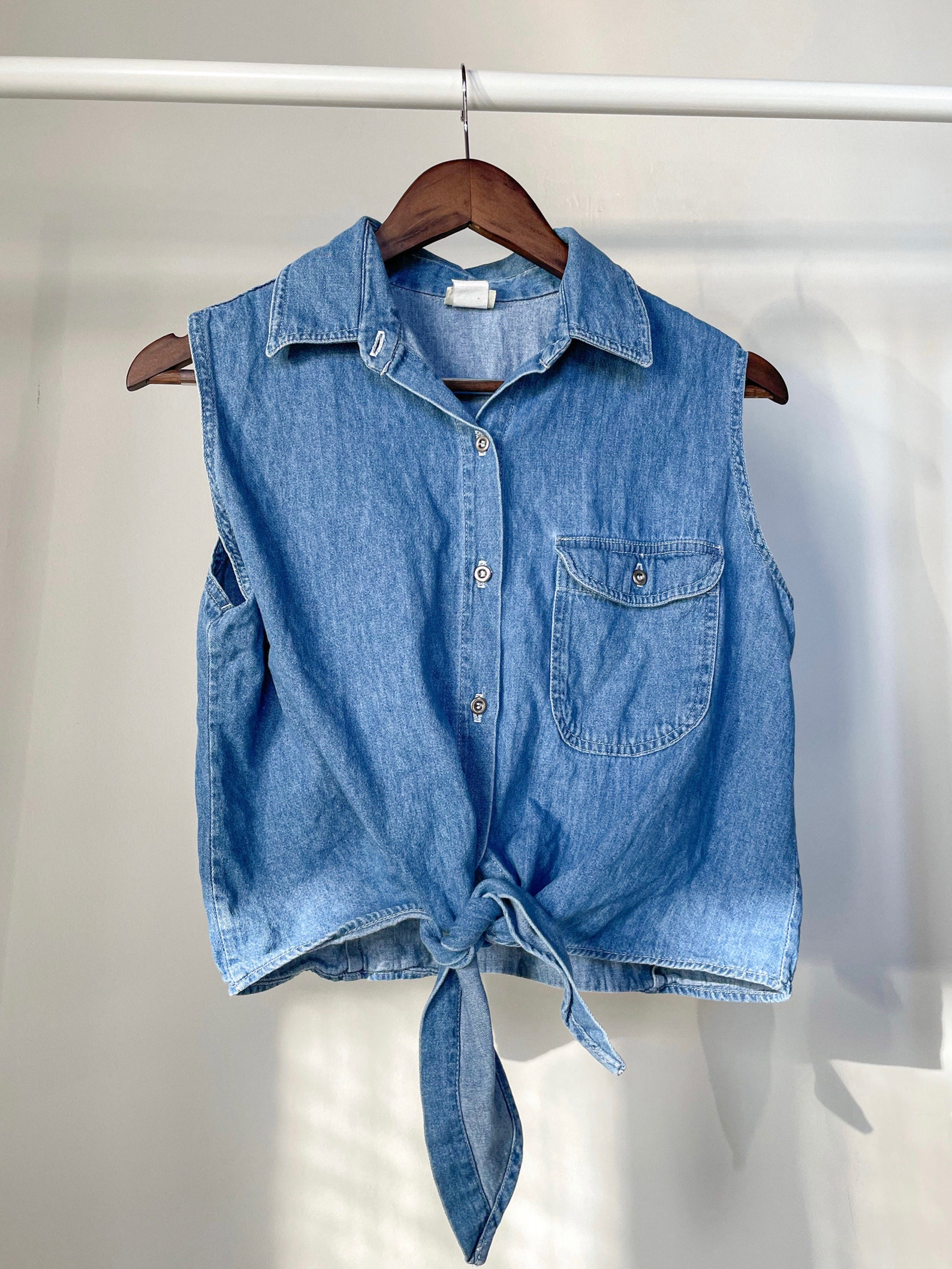 Vintage Denim Sleeveless top Etsy