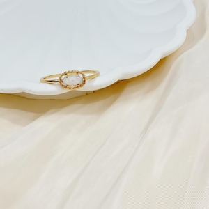 Opal Ring • Dainty Gold Oval Opal Ring • Minimalist Gemstone Jewelry • October Birthstone Gift for Her