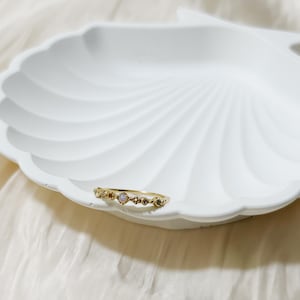 White Opal Ring • Sterling Silver Bezel Band • Dainty October Birthstone Jewelry Gift