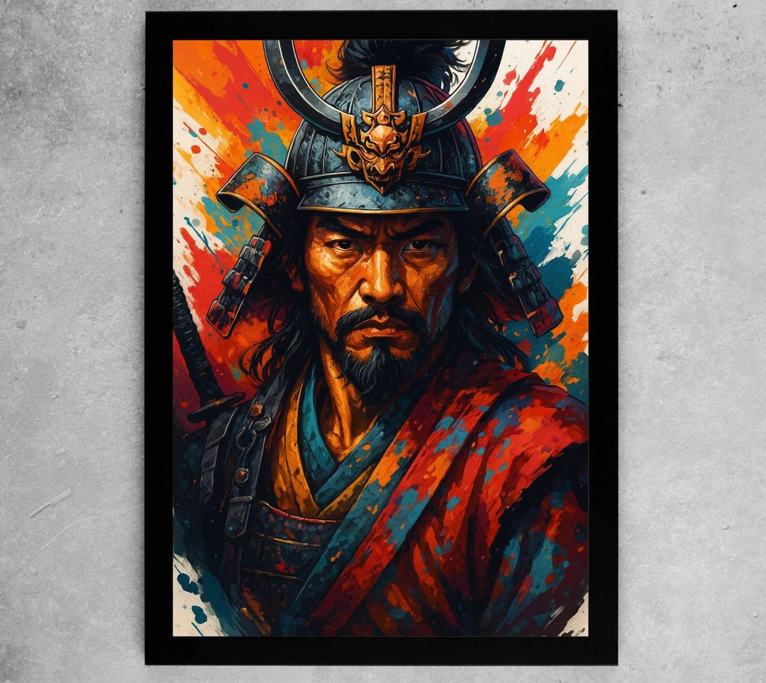 Samurai Warrior Japanese Bushido Poster Print Framed Canvas Wall Art ...