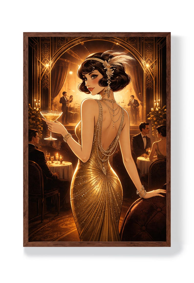 Art Deco Elegant Woman Wall Art Poster Print Framed Canvas, Vintage ...
