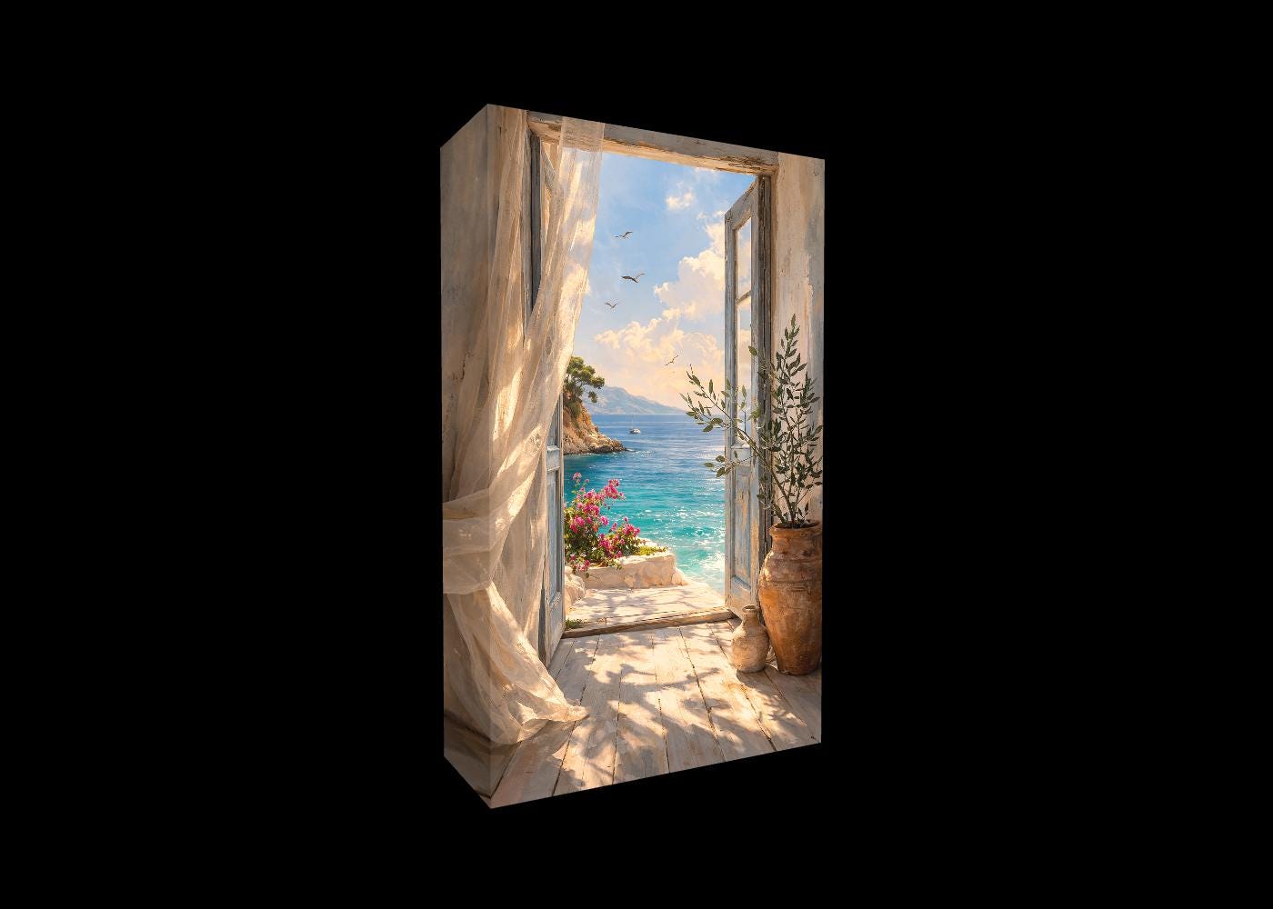 Mediterranean Terrace Sea View Wall Art Print Poster Print Framed ...