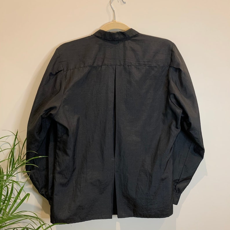 Vintage Black Puff Sleeve Pleated Shirt Size ML
