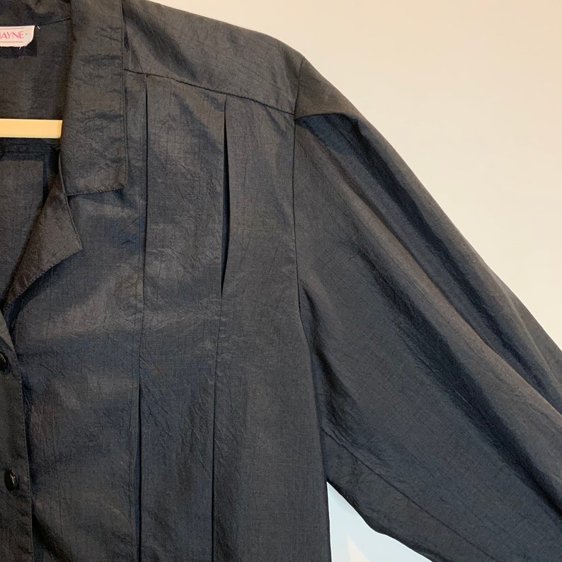 Vintage Black Puff Sleeve Pleated Shirt Size ML