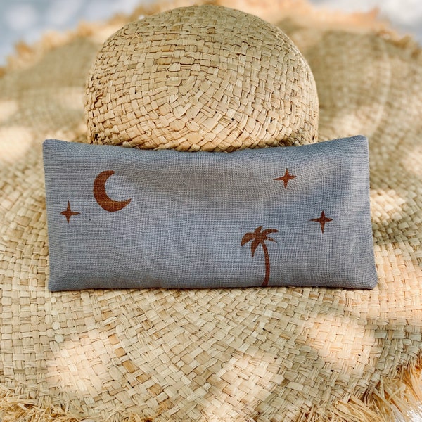 Leinen Eye Pillow mit Bio- Lavendel und Leinsamen-Füllung, Yoga Augenkissen zur Entspannung und Aromatherapie