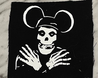 Misfits Ghost Mickey Ears Patch – Punk Sew-On Canvas DIY