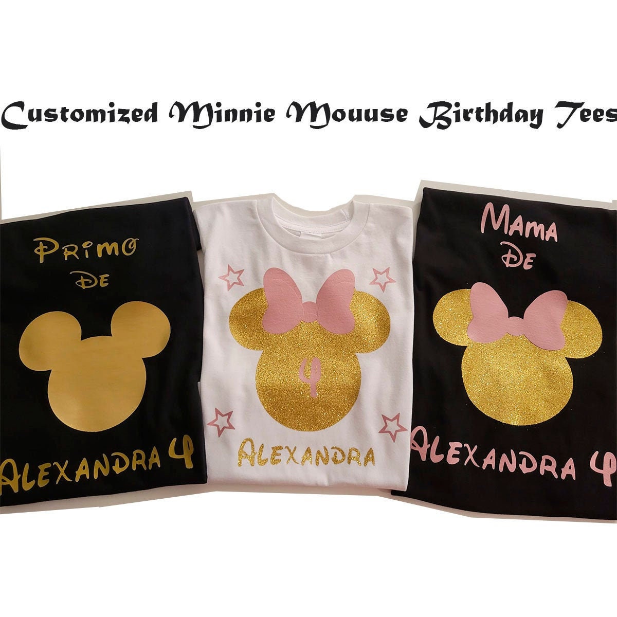 Pink Gold Minnie Mouse Birthday T-shirt Disney - Etsy