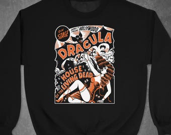 Dracula House of the Living Dead Stage Show Horror Show Men's Women's Unisex Crewneck Sweatshirt / Halloween Sweatshirt / Horror Sweatshirt