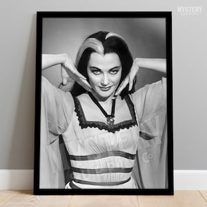 Lily Munster Yvonne De Carlo 1960s Vintage The Munsters Vampire Horror Monster Beauty Black and White Photo reproduction from Mystery Supply Co. @mysterysupplyco