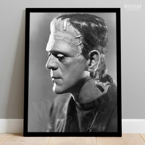 Frankenstein 1935 Vintage Boris Karloff Horror Movie Monster Profile Portrait Photo Poster / Wall Decor Art Print #152