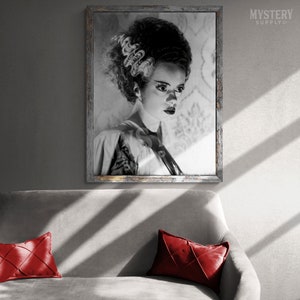 Bride of Frankenstein 1935 Vintage Horror Movie Monster Black and White Dramatic Photo reproduction from Mystery Supply Co. @mysterysupplyco