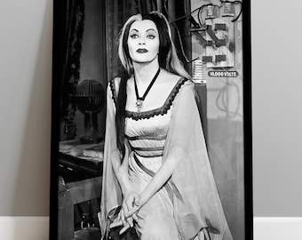 Lily Munster 10,000 Volts Vintage Munsters Vampire Photo Poster / Wall Decor Art Print / Horror Decor / Halloween Decor