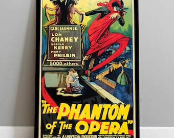 The Phantom of the Opera 1925 Vintage Horror Red Cape Rooftop Monster Movie Poster / Wall Decor Art Print #149