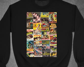 1950s Vintage Horror and Sci-Fi Movies Men's Women's Unisex Crewneck Sweatshirt / Halloween Sweatshirt / Horror Sweatshirt / Horror Gift