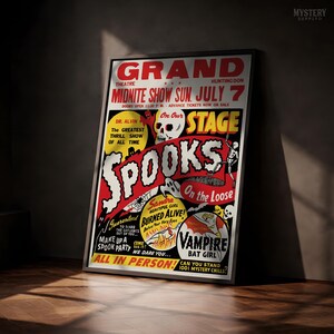 Spooks on the Loose Ghost Show 1950s Vintage Ghost Skeleton Skull Vampire Horror Poster / Wall Decor Art Print Bild 8