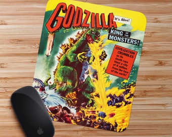 Godzilla 1956 Vintage Horror Monster Movie Mousepad / Office Decor / Desk Accessories / Horror Art / Sci-Fi Art