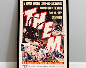 Them 1954 Vintage Science Fiction Horror Monster Ants Mutant Bugs Movie Poster / Wall Decor Art Print #137