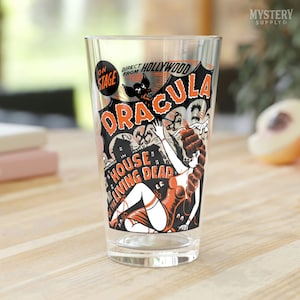 Dracula House of the Living Dead 16oz Pint Glass / Beer Glass / Barware / Glassware / Home Decor / Horror Decor / Horror Gifts
