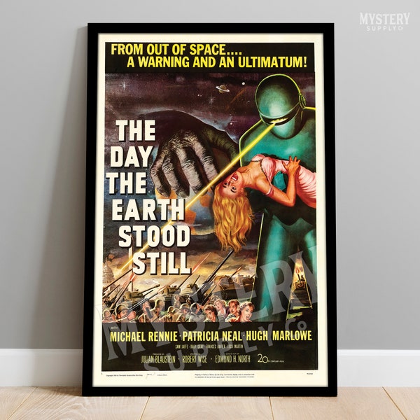 Le jour où la Terre s’est arrêtée 1951 vintage Science Fiction Alien Robot Film Affiche / Wall Decor Art Print #69