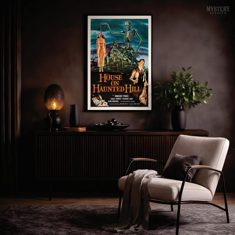 House on Haunted Hill 1959 Horror Movie Poster / Vincent Price / Wall Decor Art Print / Horror Decor / Halloween Decor image 8