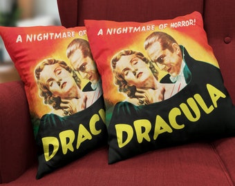 Dracula Double Sided Decorative Square Throw Pillow / Halloween Decor / Horror Decor / Home Decor