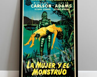 Creature from the Black Lagoon 1954 Vintage Horror Monster Movie Poster (Spanish) / Wall Decor Art Print