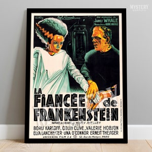 Bride of Frankenstein 1935 Vintage French (La Fiancée de Frankenstein) Monster Horror Movie Poster / Wall Decor Art Print #126