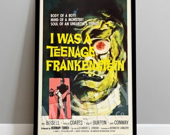 I Was A Teenage Frankenstein 1957 Vintage Horror Monster Movie Poster / Wall Decor Art Print