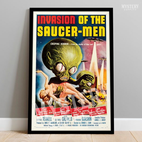 Invasion of the Saucer-Men 1957 vintage Science Fiction Martian Alien UFO Movie Poster / Wall Decor Art Print #31