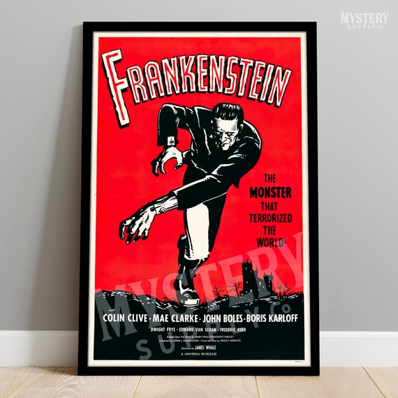 Frankenstein 1960s Vintage Reissue Horror Monster Movie Poster