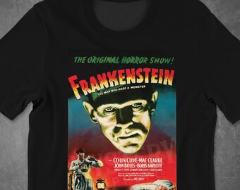 Frankenstein Vintage Horror Movie Men's Women's Unisex Crew Neck T-shirt / Halloween Shirt / Horror Tshirt / Horror Gift / Halloween Gift