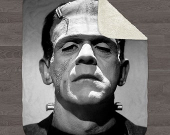 Frankenstein 1931 Vintage Horror Movie Monster Plush Fleece Sherpa Blanket / Halloween Blanket / FRANKENBLANKET