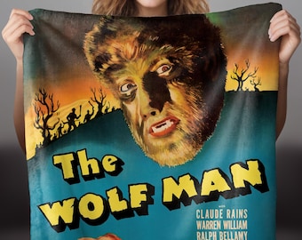 The Wolf Man 1941 Vintage Horror Werewolf Monster Movie Velveteen Plush Blanket / Throw Blanket / Halloween Decor / Horror Decor